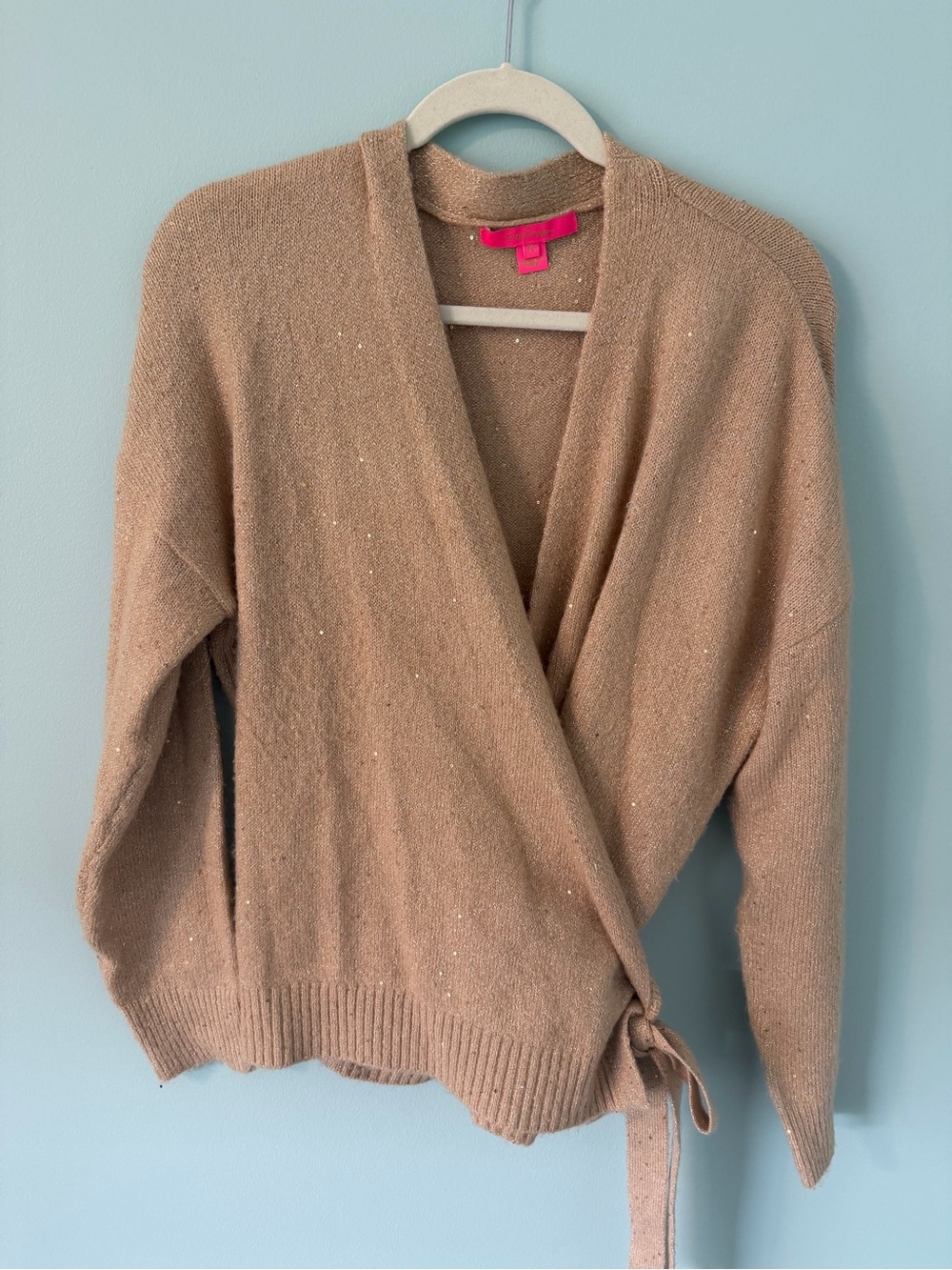 Lilly Pulitzer Sequin Wrap V-Neck Sweater - Camel